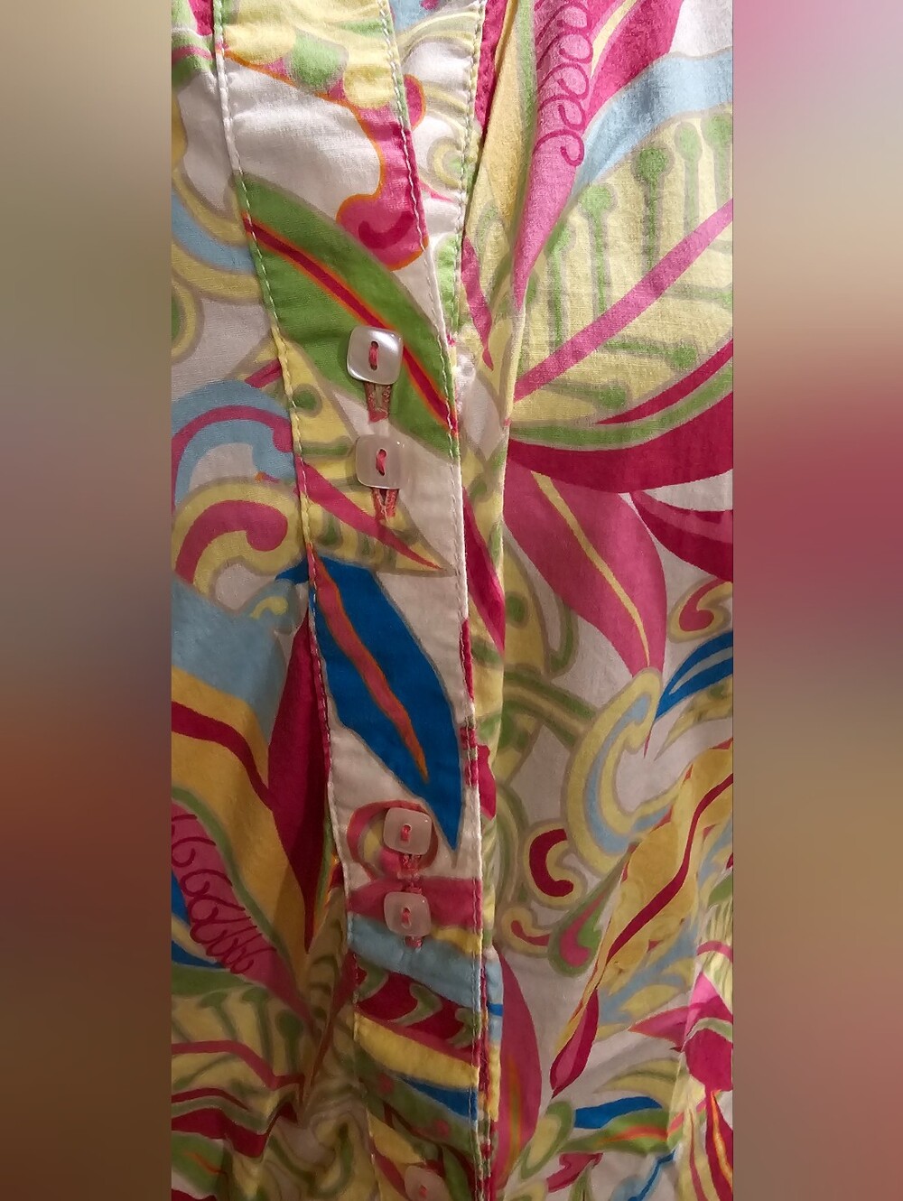 Tommy Hilfiger Colorful Stretch Blouse Sz M (8/10) EUC - Picture 2 of 8
